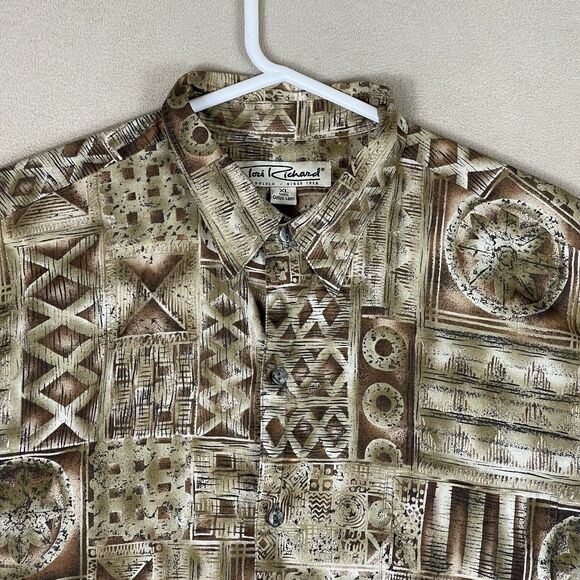 Tori Richard Shirt Mens Extra Large Brown Hawaiian Button Up Beach Adult - Picture 2 of 9
